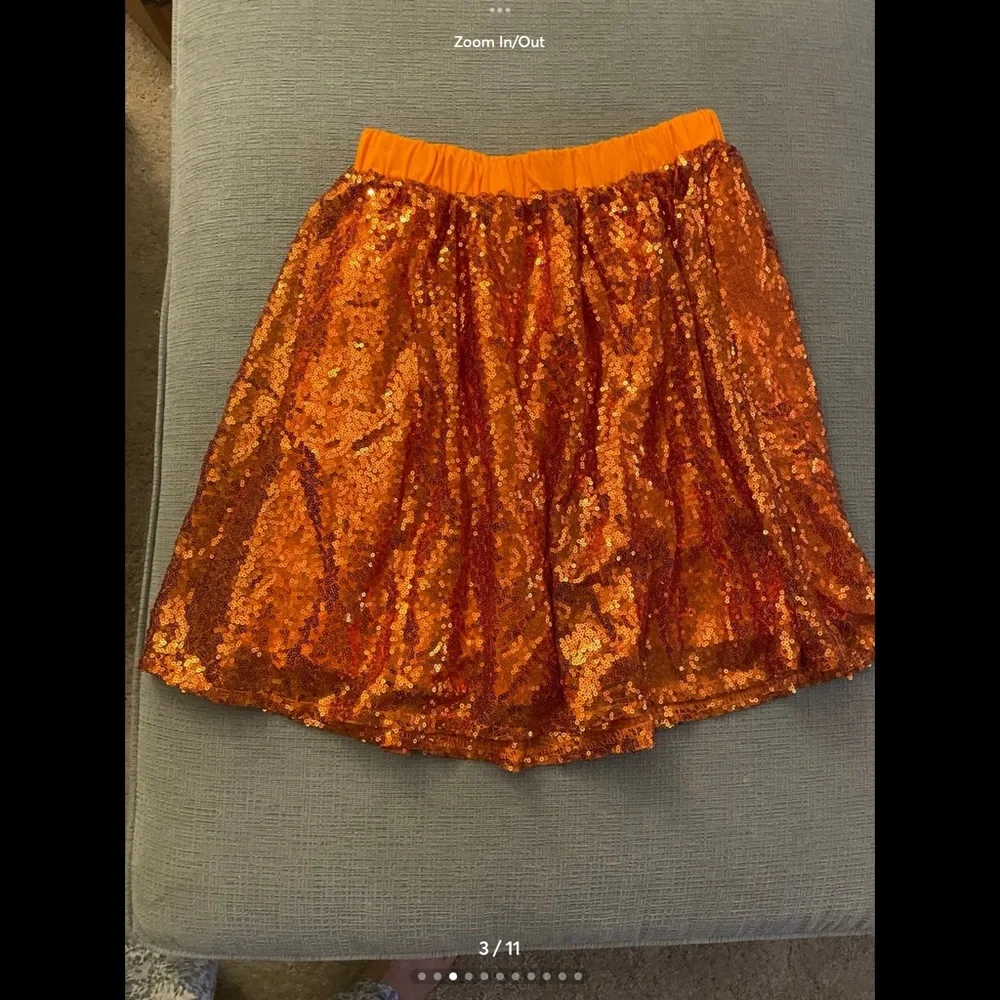 Halloween Kids Girls Pumpkin Outfit Sequins READ for size